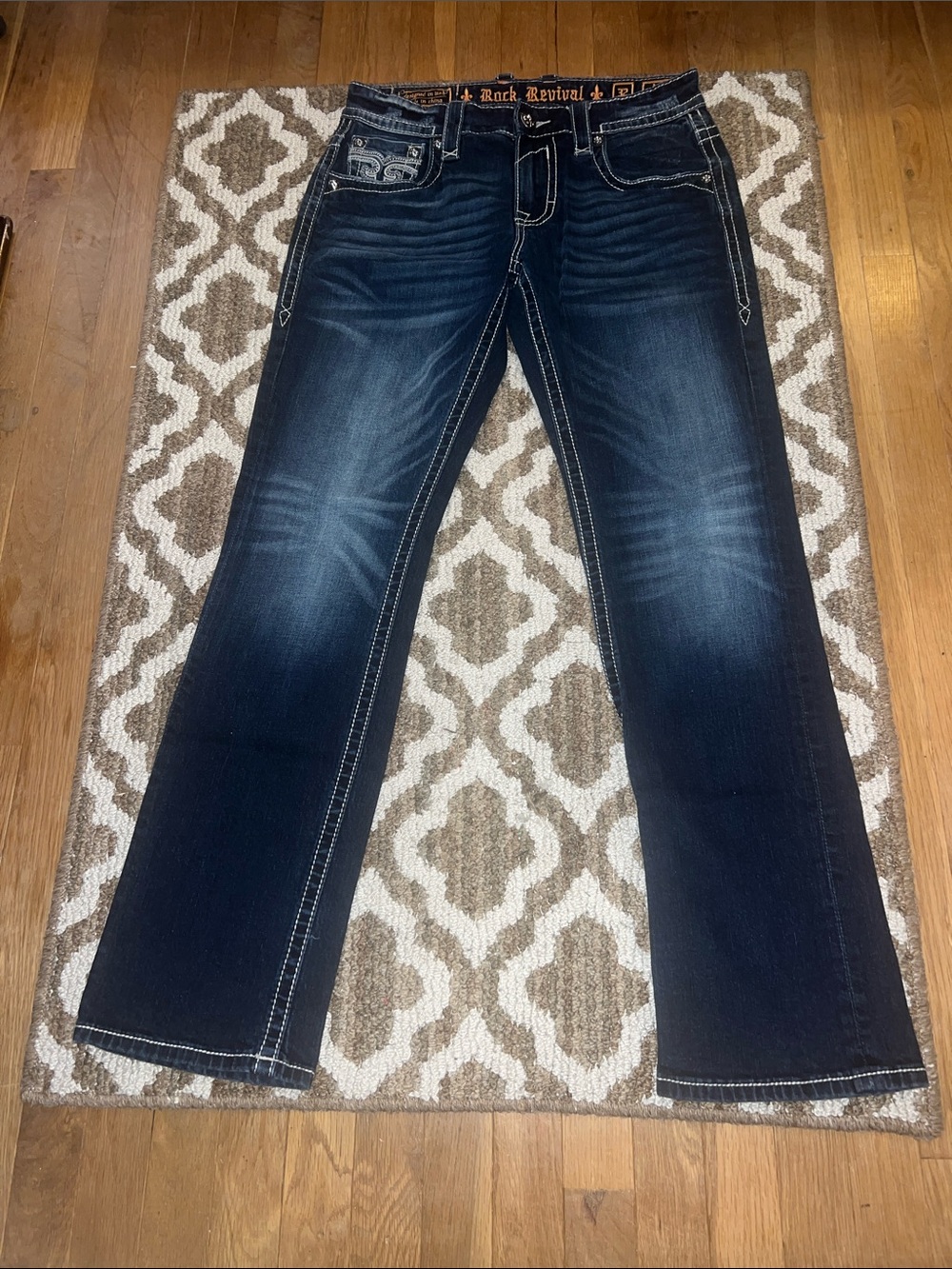 Rock Revival Dark Indigo Faded Men's Jeans